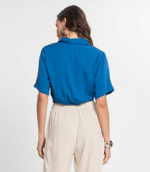 Camisa Cropped Feminina Endless Azul