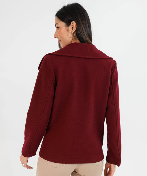Casaco Feminino Polivelour Botões Marisa Vinho