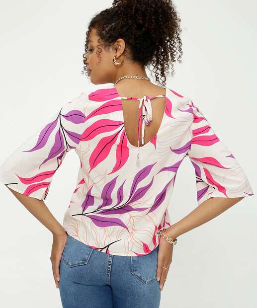 Blusa Feminina Estampa Folhas Manga 3/4 Marisa