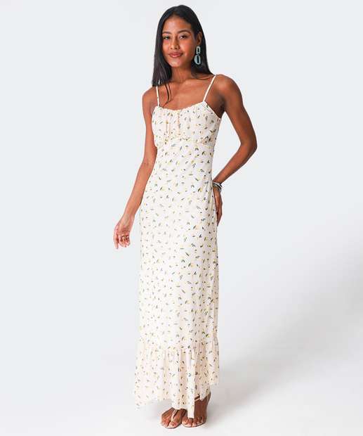 Image_Vestido Longo Feminino Limões Alças Finas Marisa Off White