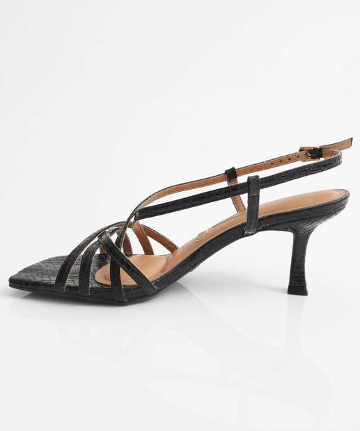 Sandália Feminina Tiras Textura Salto Fino Vizzano