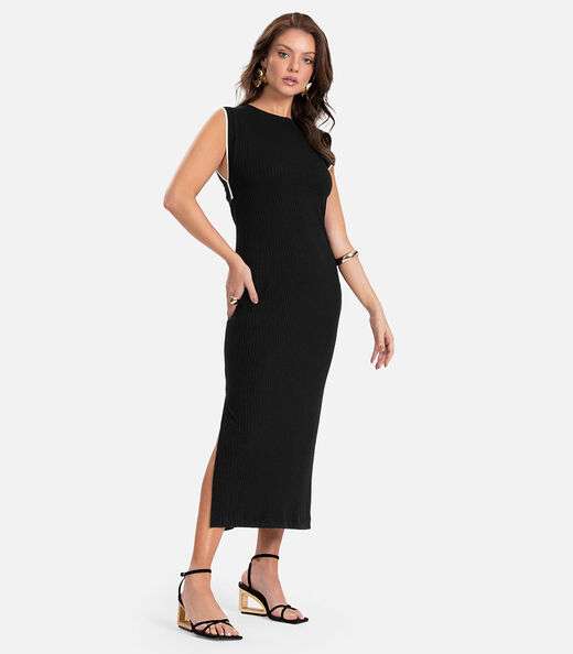 Image_Vestido Midi Em Ribana Canelada Endless Preto