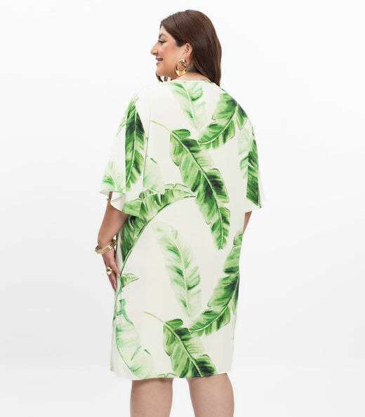 Vestido Feminino Plus Size Curto Secret Glam Bege