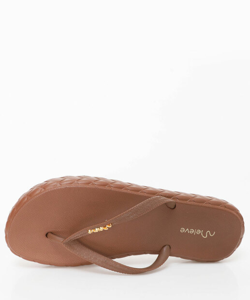 Chinelo Feminino Tiras Textura Meleve Marrom