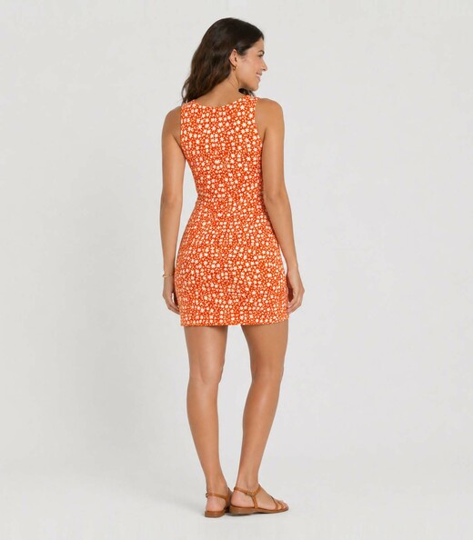 Vestido Midi Em Viscose Creponada Infinita Cor Laranja