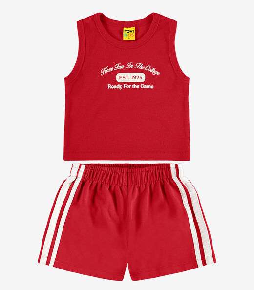 Conjunto Regata com Shorts Ribana 2x1 Rovi Kids Vermelho