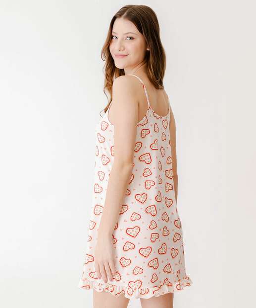 Camisola Corações Alças Finas Marisa Off White