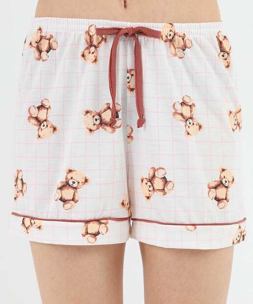 Pijama Americano Feminino Ursos Marisa Off White