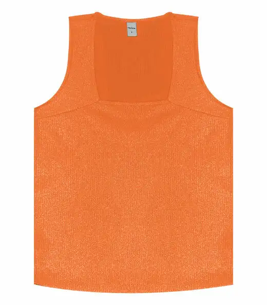 Regata Feminina Em Ribana Canelada Lurex Rovitex Laranja