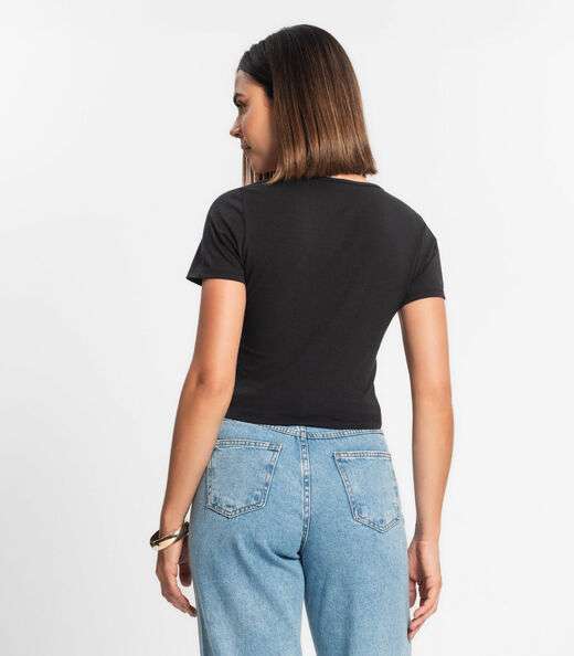 Blusa Cropped Feminina Rovitex Preto