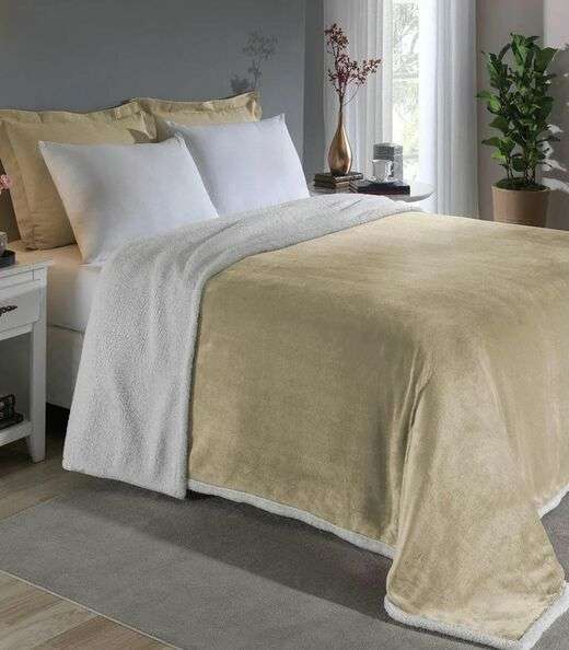 Image_Cobertor Sherpa Dupla Face Queen Lar E Lazer Bege