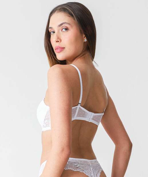 Sutiã de Renda Com Base E Bojo Marisa Branco