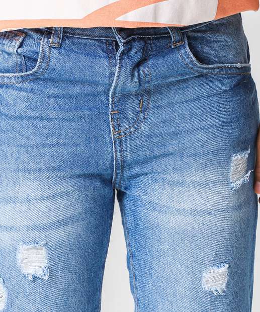 Bermuda Juvenil Jeans Bolsos Destroyed Tam 10 a 16