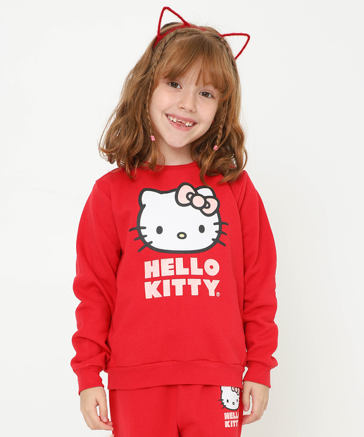 Image_Blusão Infantil Moletom Hello Kitty Tam 4 a 10 Vermelho