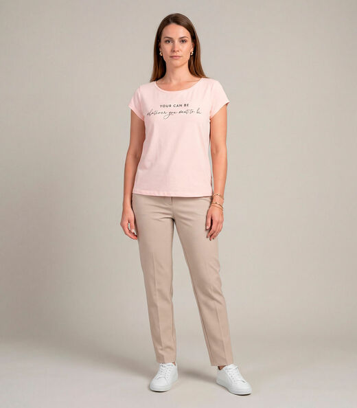 Blusa Feminina Meia Malha Com Estampa Infinita Cor Marrom