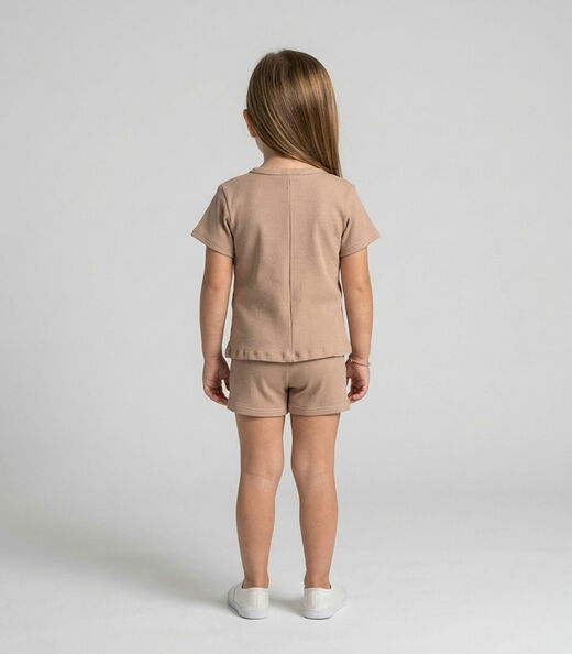 Conjunto Infantil Menina Blusa e Short Select Marrom