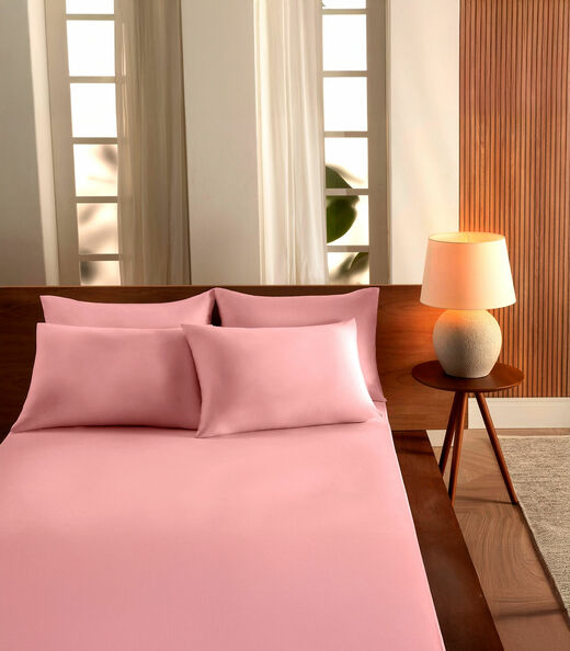 Image_Jogo De Cama Casal Malha 3 Peças Liso Vivaldi Rosa