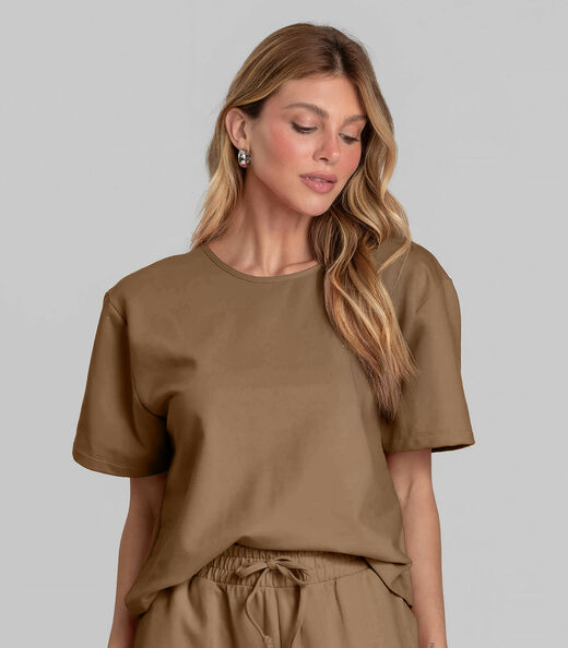 Conjunto Feminino em Molecotton Dianna Marrom