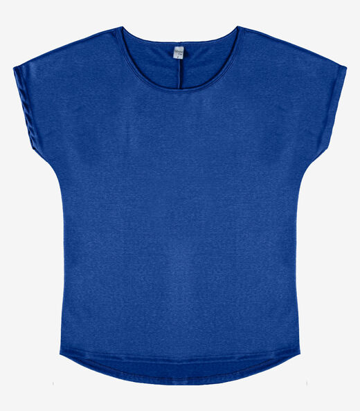 Blusa Feminina Básica Em Malha Golf Infinita Cor Azul
