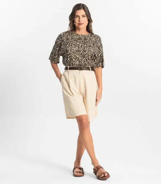 Blusa Feminina Manga Curta Select Bege