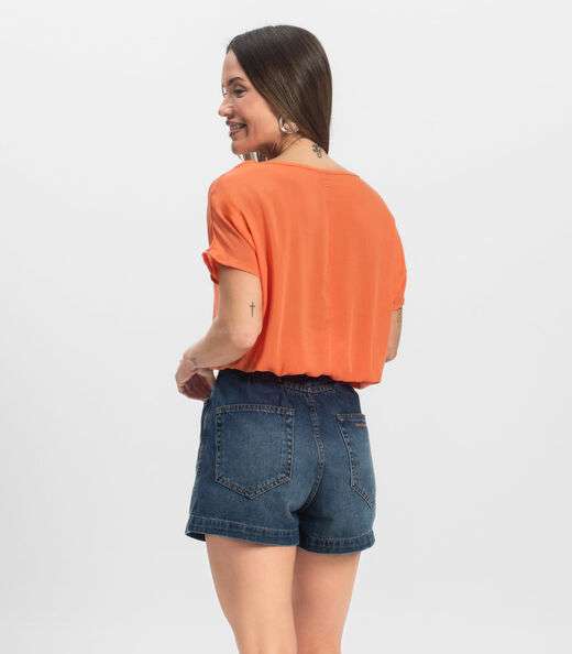 Blusa Feminina manga curta Infinita Cor Laranja
