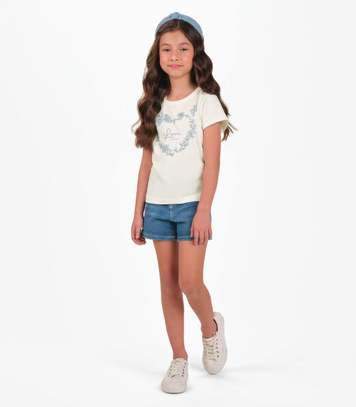 Conjunto Blusa com Shorts Menina Trick Nick Bege