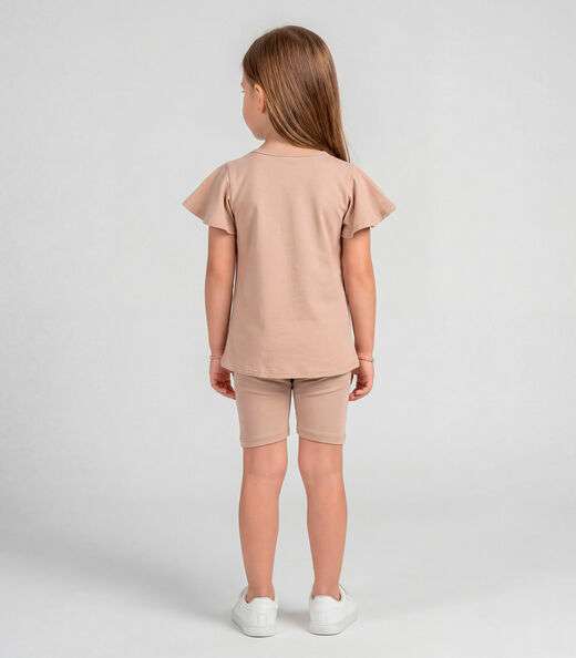 Conjunto Infantil Feminino Blusa E Ciclista Select Marrom