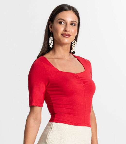 Blusa Feminina Manga Curta Rovitex Vermelho