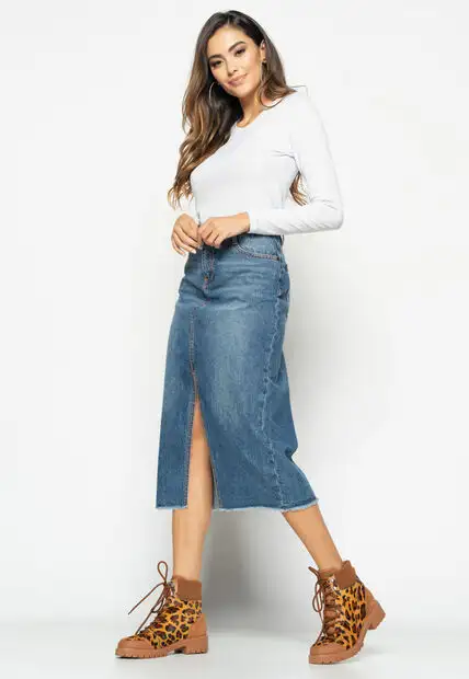 Blusa  Básica Manga Longa e Gola Redonda Malha Branco