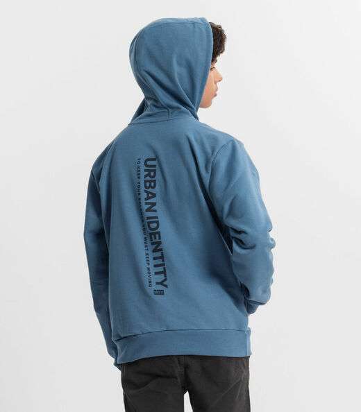 Blusão Juvenil Masculino Com Capuz Minty Azul