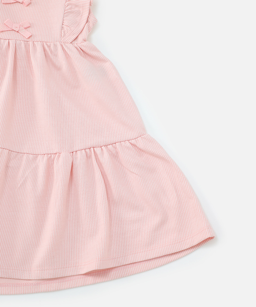 Vestido Infantil Textura Laços Marisa Tam 1 a 3 Rosa