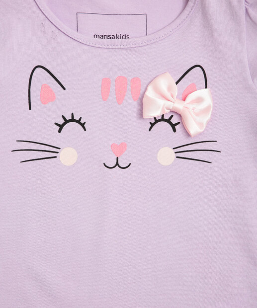 Blusa Infantil Gato Brinde Tiara Marisa Tam 1 a 4 