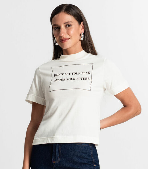 Camiseta Feminina Gola Alta Rovitex Bege