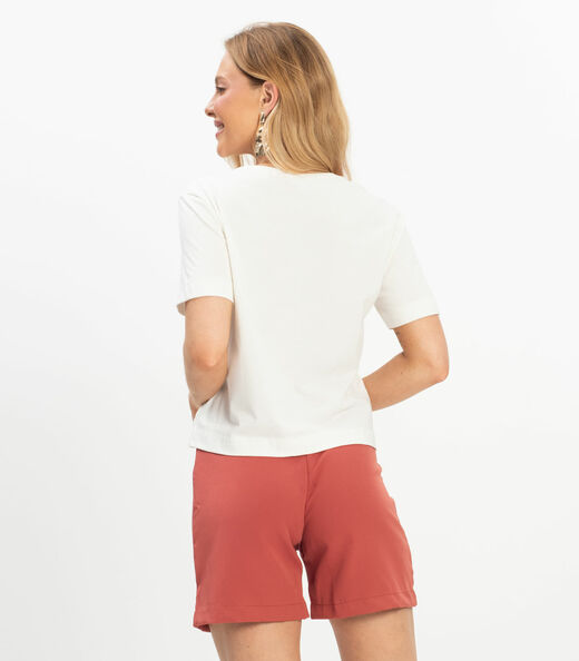 T- Shirt Feminina Meia Malha Rovitex Bege