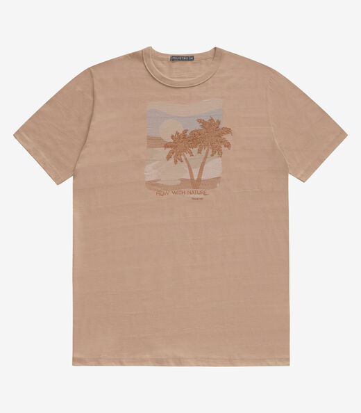 Camiseta Masculina Malha Maquinetada Diametro Marrom