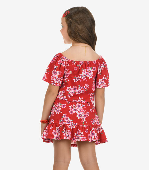 Conjunto Blusa com Saia Cotton Rovi Kids Vermelho
