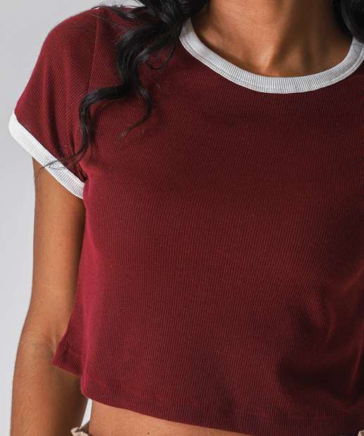 Blusa Cropped Feminina Canelada Marisa Vinho