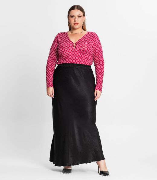 Blusa Feminina Manga Longa Plus Size Secret Glam Vermelho