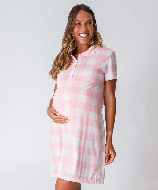 Image_Camisola Gestante Polo Xadrez Marisa Rosa