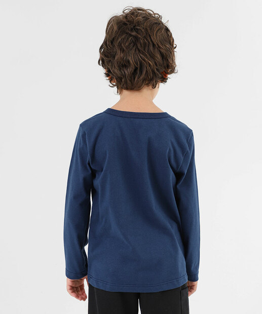 Camiseta Infantil Manga Longa Stitch Azul 