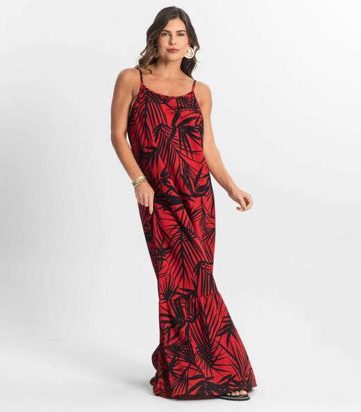 Vestido Longo Feminino Estampado Select Vermelho