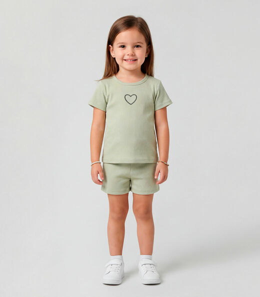 Image_Conjunto Infantil Feminino Blusa e Short Select Verde