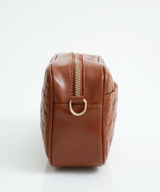 Bolsa Transversal Feminina Matelassê Marisa Marrom