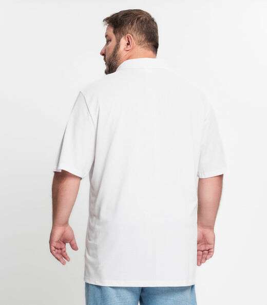 Camisa Polo Piquet Plus Size Masculina KO Branco