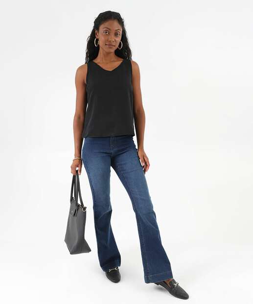 Blusa Regata Feminina Crepe Argola Marisa Preto