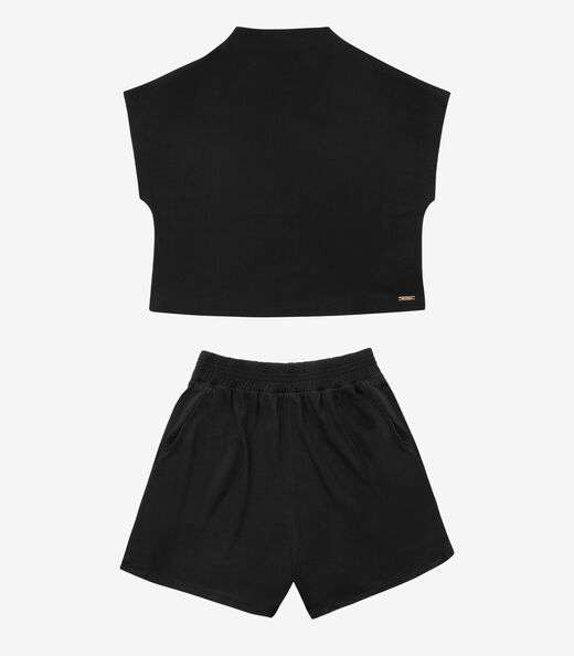 Conjunto Blusa com Shorts Feminino de Molecotton Preto