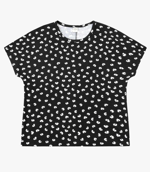 Blusa Feminina Visco Maquinetado Estampada Rovitex Preto