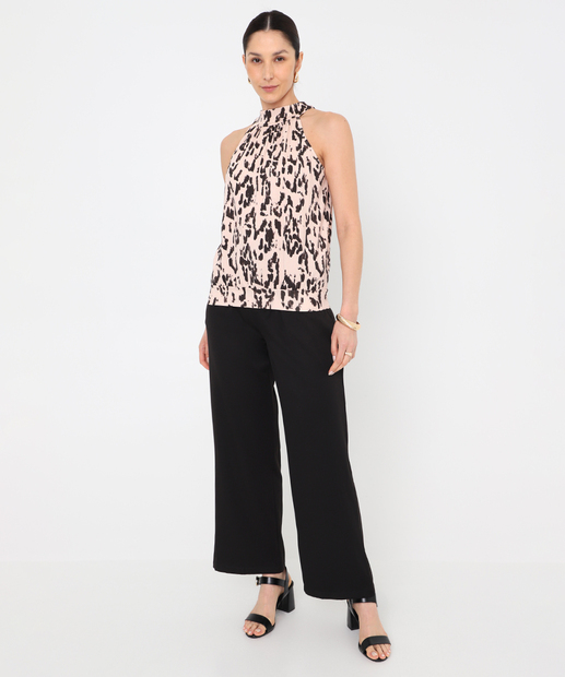 Blusa Regata Feminina Halter Neck Estampada Marisa Preto