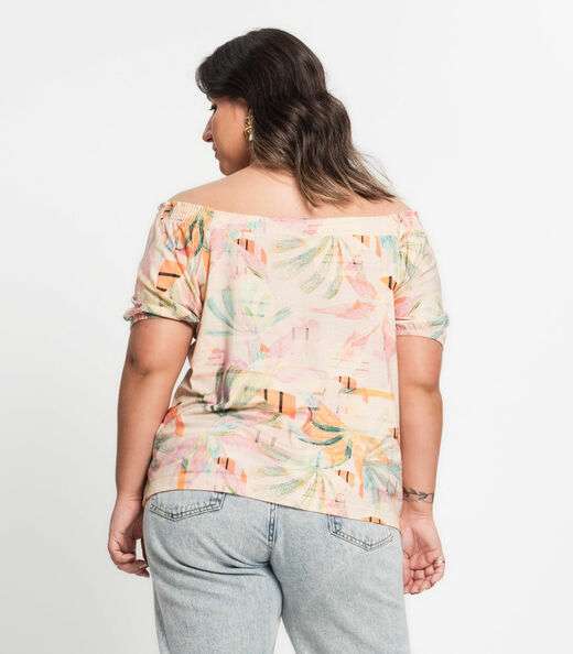 Blusa Ciganinha Plus Select Bege