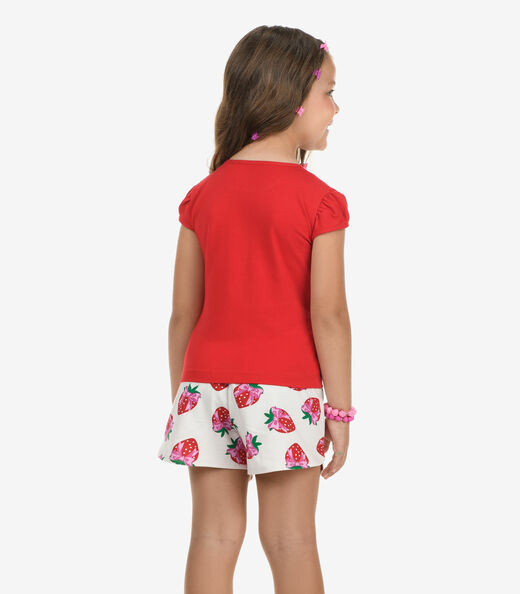 Conjunto Blusa com Shorts Menina Rovi Kids Vermelho